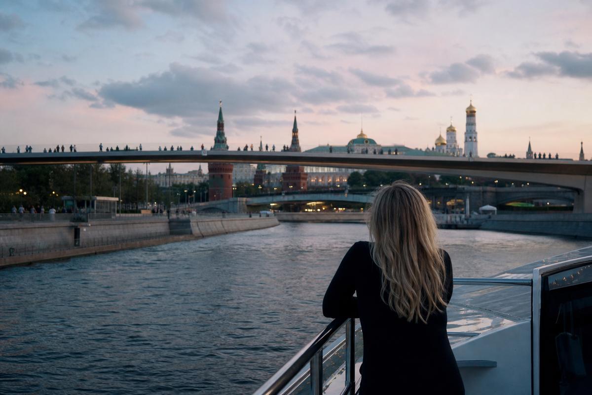 Теплоход на Москве-реке у Зарядья